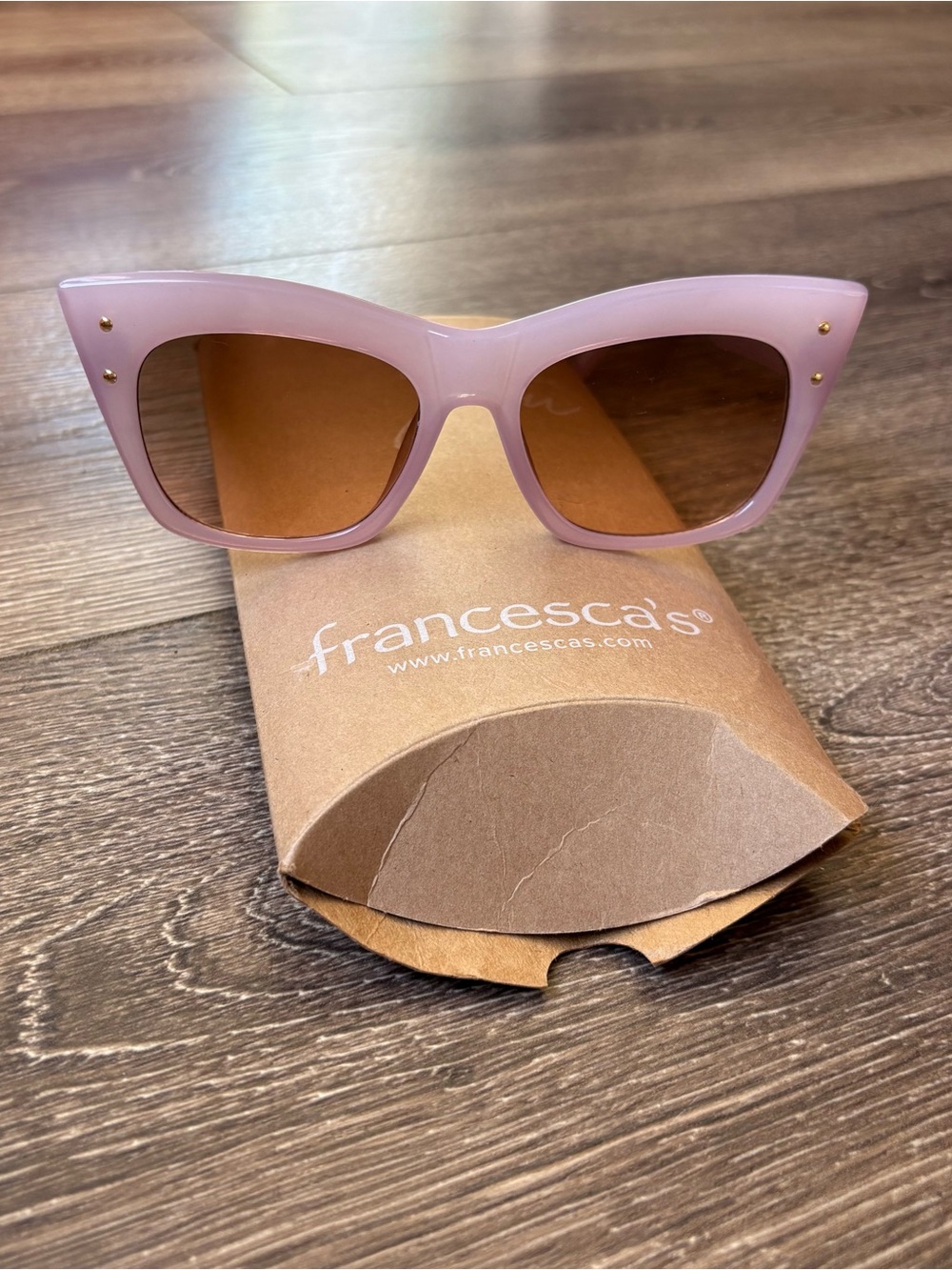 Francesca's Pink Sunglasses with Gold Studs